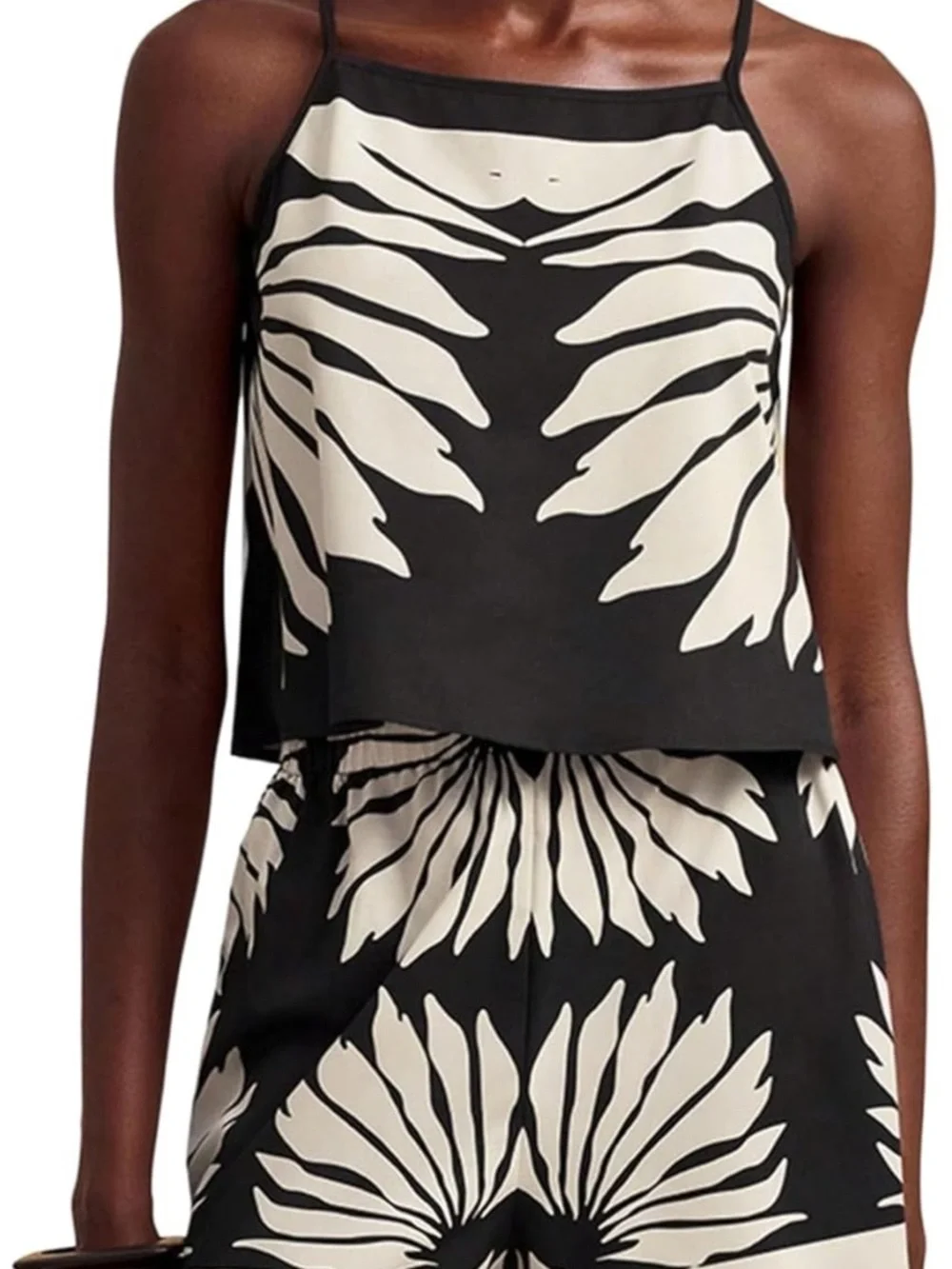 Black & White Floral Print Two-Piece Set- XS - Picture 3 of 8
